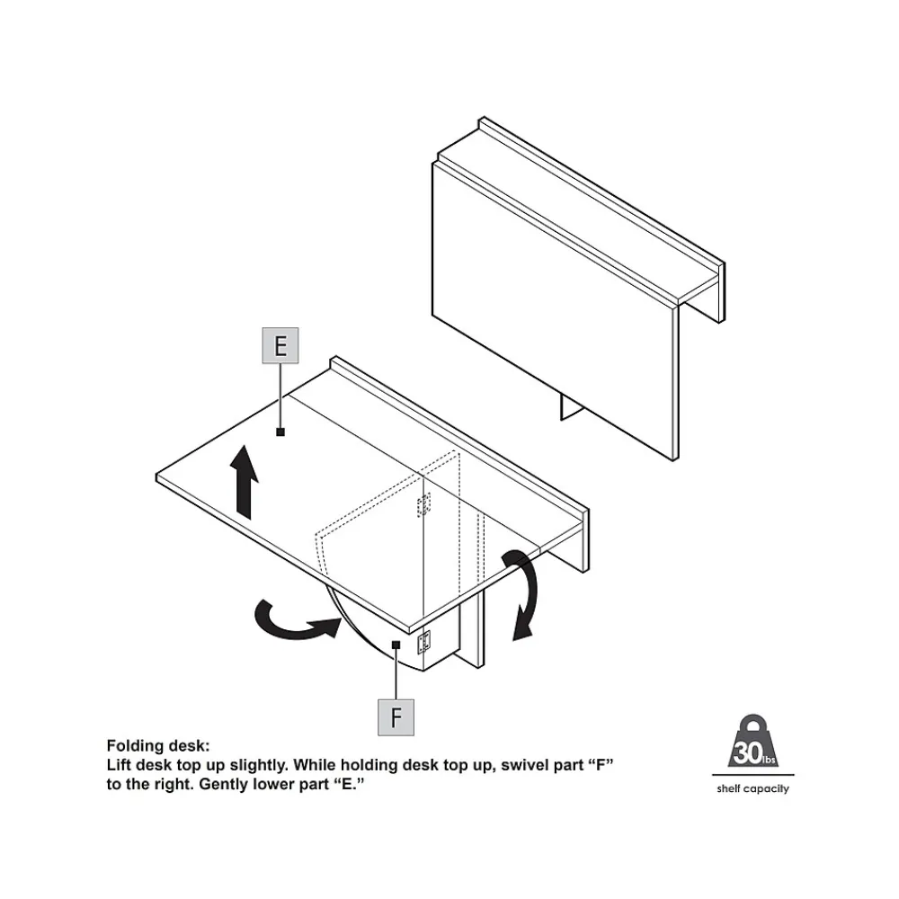 Shelving*Eden Grove MDF Mounted Desk Shelf, 30", White (9502010)