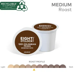 Eight O'Clock 100% Colombian Peaks Coffee, Keurig K-Cup Pod, Medium Roast, 24/Box, 4 Boxes/Carton (6407CT)