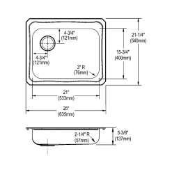 Elkay Celebrity 3-Hole Single-Bowl Drop In Kitchen Sink, 21.25