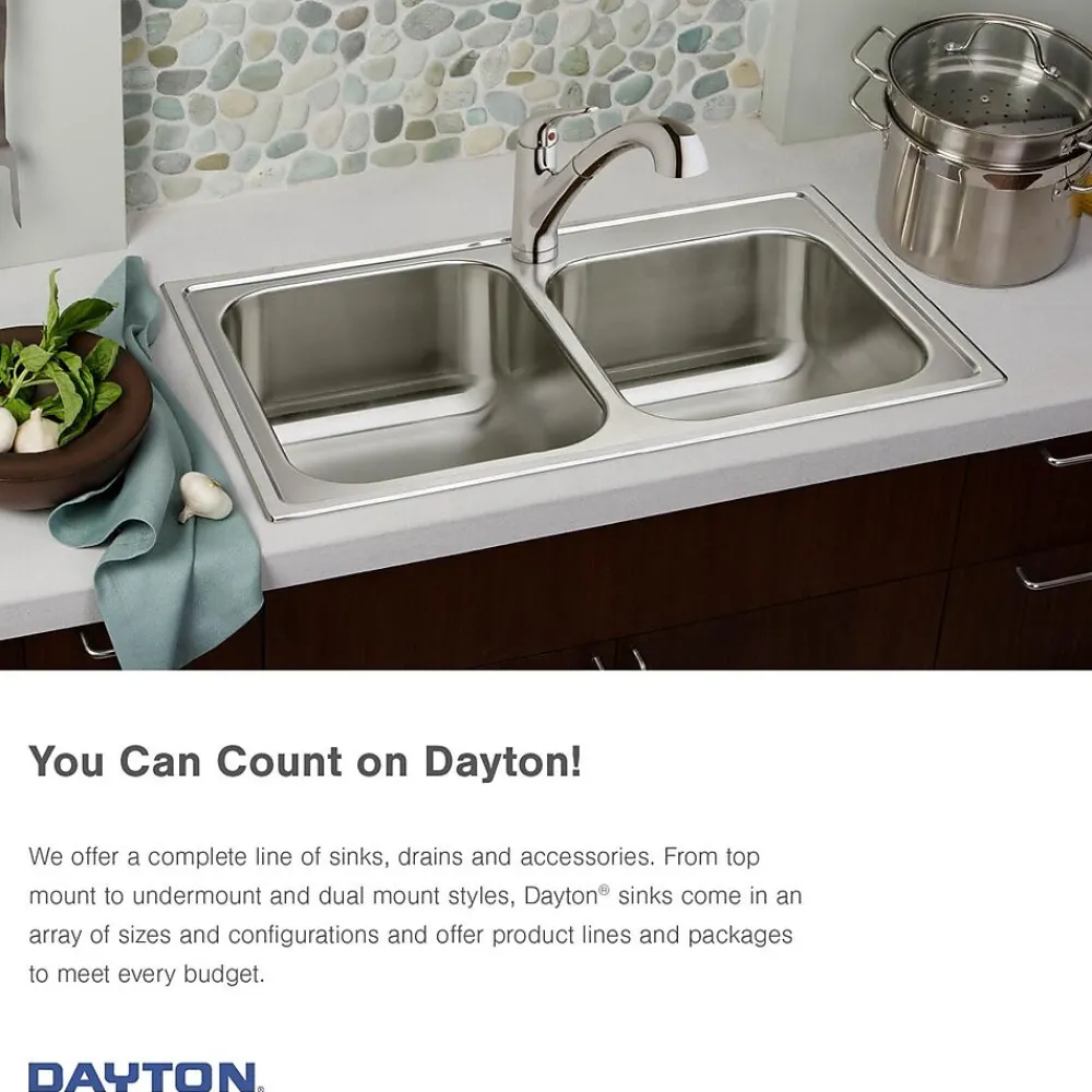 Elkay Dayton Stainless Steel 17" x 19" x 6-1/8", Single Bowl Top Mount Bar Sink, Satin (D117193)