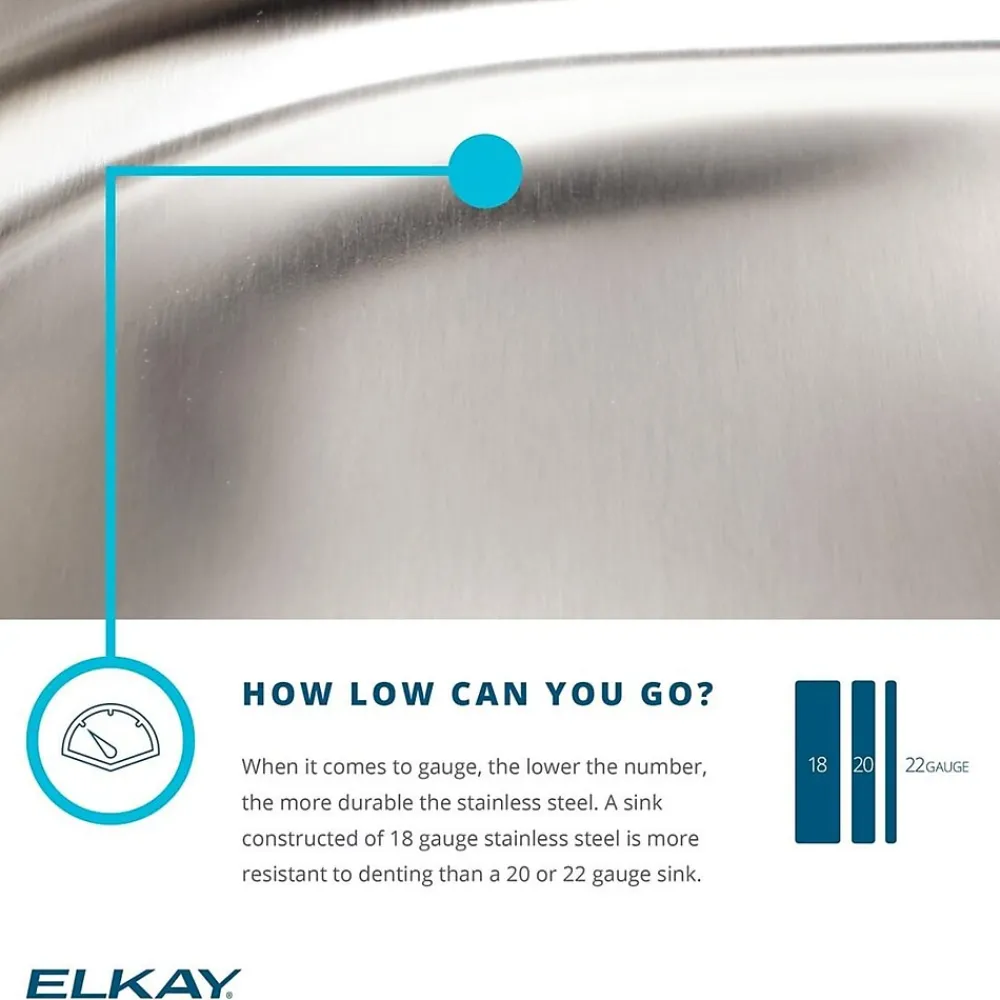 Elkay Lustertone 19-1/2" Drop In Single Basin Stainless Steel Kitchen Sink (LRAD1919653)