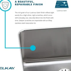 Elkay Lustertone 25" Drop In Single Basin Stainless Steel Kitchen Sink (LRAD2521553)