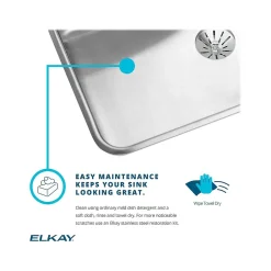 Elkay Lustertone Classic Single-Bowl Undermount Sink w/Perfect Drain, 18.5