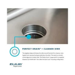 Elkay Lustertone Classic Single-Bowl Undermount Sink w/Perfect Drain, 18.5