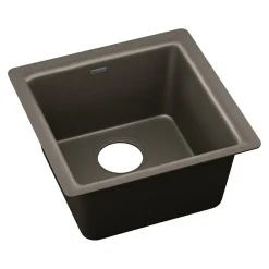 Elkay Quartz Luxe Single-Bowl Drop-In/Undermount Bar Sink, 15.75" x 15.75" x 7.69", Quartz, Chestnut (ELX1616CN0)