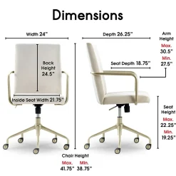 Office Chairs*Elle Decor Giselle Fabric Computer and Desk Chair, Cream/Gold (CHR10058D)