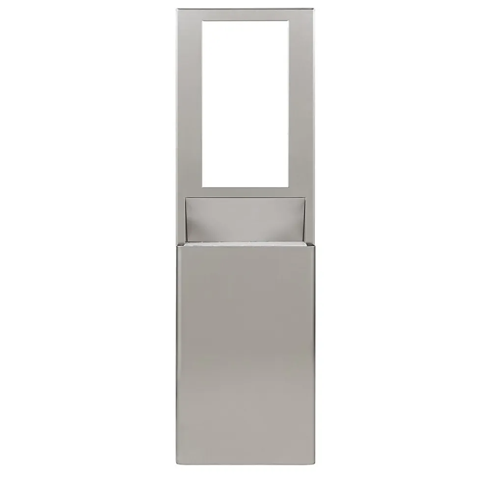 ® Flex High Capacity Trash Receptacle for 15” Wall Cavity by GP PRO, Stainless, 9.03"W x 21.75"D x 60.25”H (59791)<enmotion