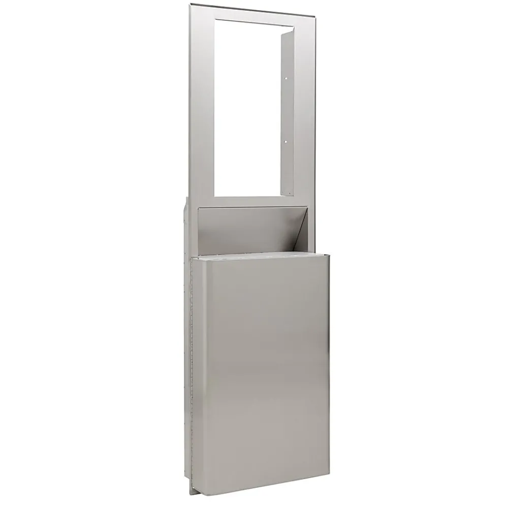 ® Flex High Capacity Trash Receptacle for 15” Wall Cavity by GP PRO, Stainless, 9.03"W x 21.75"D x 60.25”H (59791)<enmotion