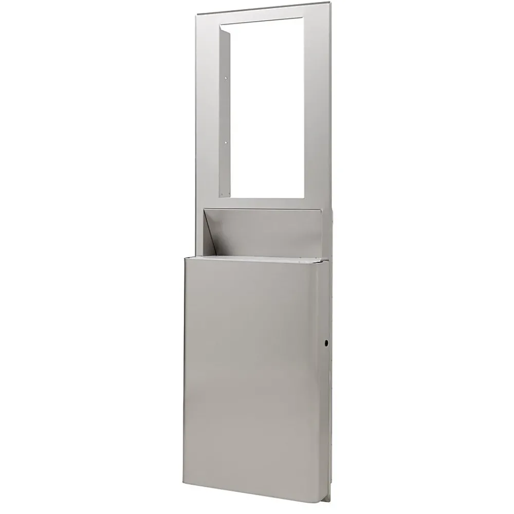 ® Flex High Capacity Trash Receptacle for 15” Wall Cavity by GP PRO, Stainless, 9.03"W x 21.75"D x 60.25”H (59791)<enmotion