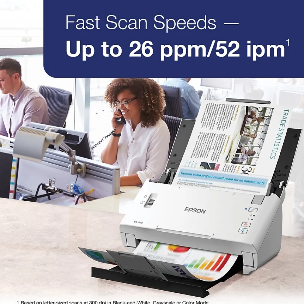 Epson DS-410 Desktop Scanner, Black/White (B11B249201)