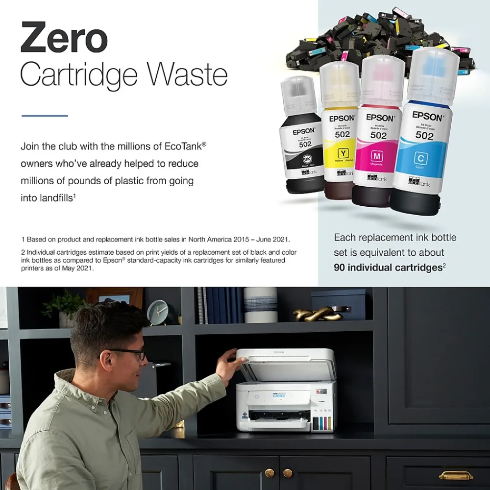 Epson EcoTank ET-4850-W Wireless Color Inkjet Printer, All-In-One Supertank, Print, Scan, Copy, Fax (9472545)