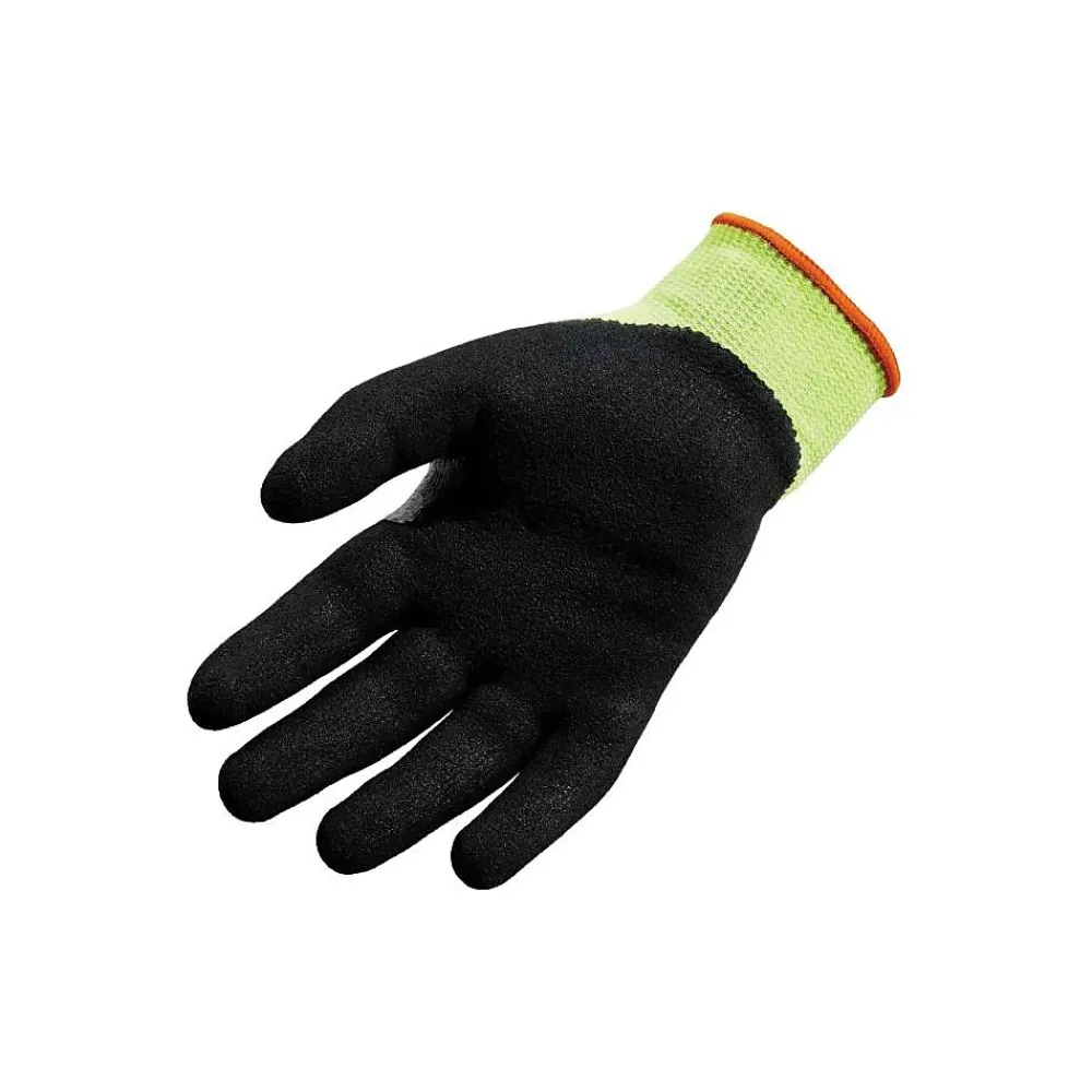 Ergodyne ProFlex 7041 Hi-Vis Nitrile-Coated Cut-Resistant Gloves, ANSI A4, Wet Grip, Lime, Small, 12 Pairs (17812)