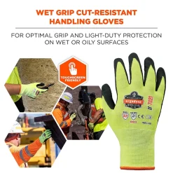 Ergodyne ProFlex 7021 Hi-Vis Nitrile Coated Cut-Resistant Gloves, ANSI A2, Wet Grip, Lime, XXL, 144 Pairs (17966)