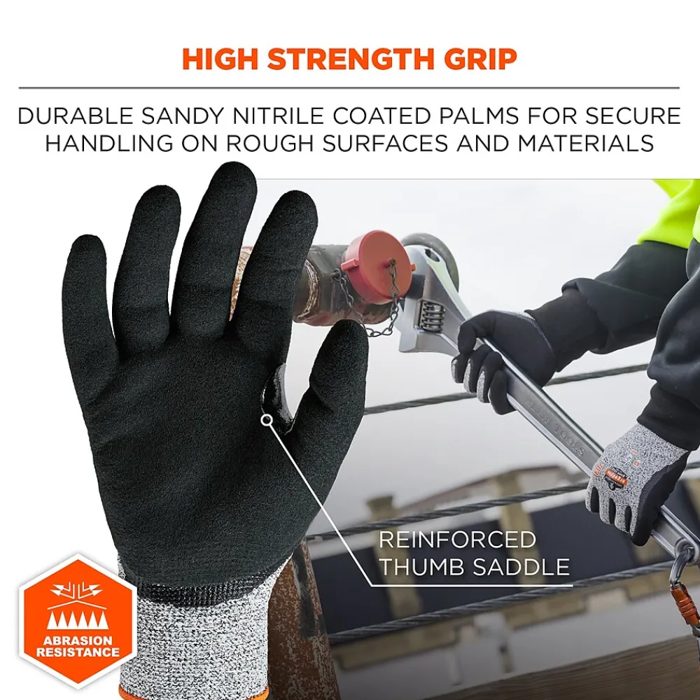 Ergodyne ProFlex 7031 Nitrile Coated Cut-Resistant Gloves, Large, A3 Cut Level, Gray, 144 Pairs (17884)
