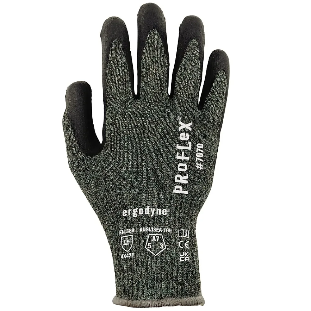 Ergodyne ProFlex 7070 Nitrile Coated Cut-Resistant Gloves, ANSI A7, Heat Resistant, Green, XXL, 12 Pair (18036)