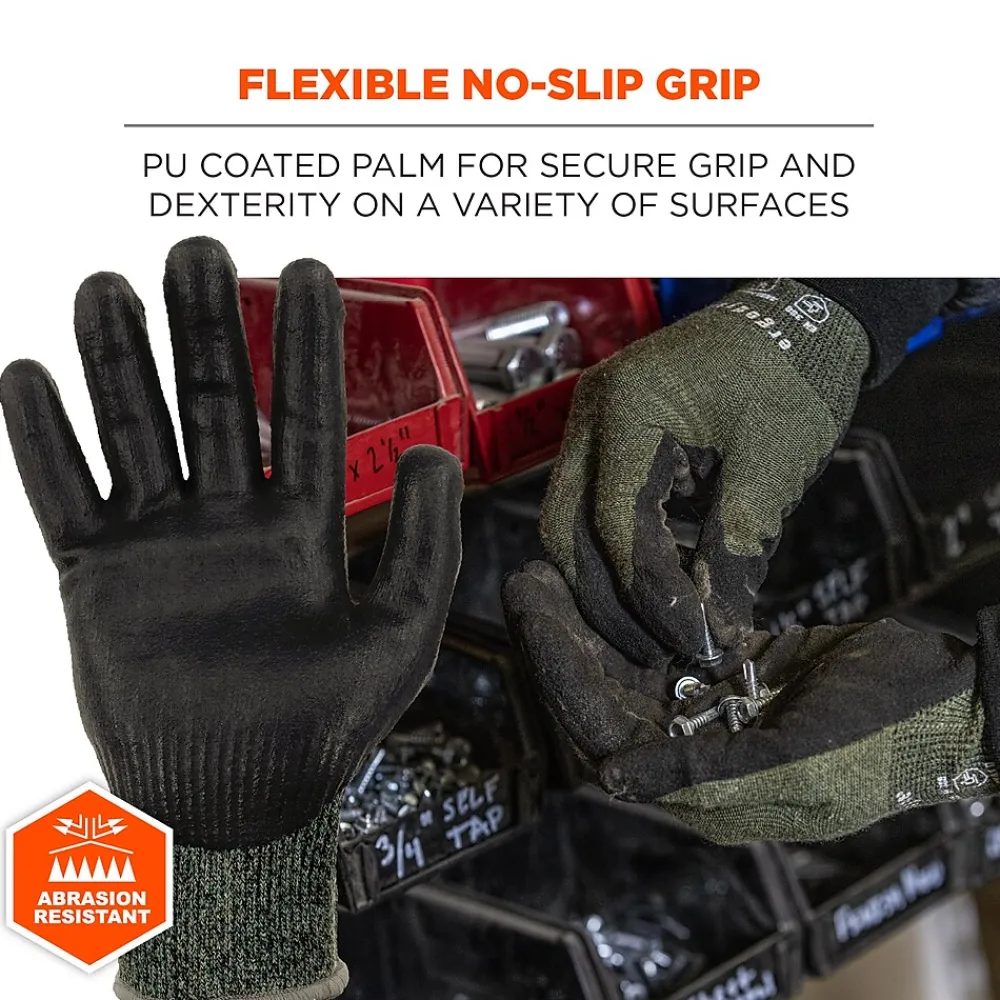 Ergodyne ProFlex 7070 Nitrile Coated Cut-Resistant Gloves, ANSI A7, Heat Resistant, Green, XXL, 12 Pair (18036)