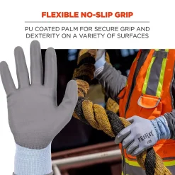 Ergodyne ProFlex 7025 PU Coated Cut-Resistant Gloves, ANSI A2, Blue, XL, 1 Pair (10435)