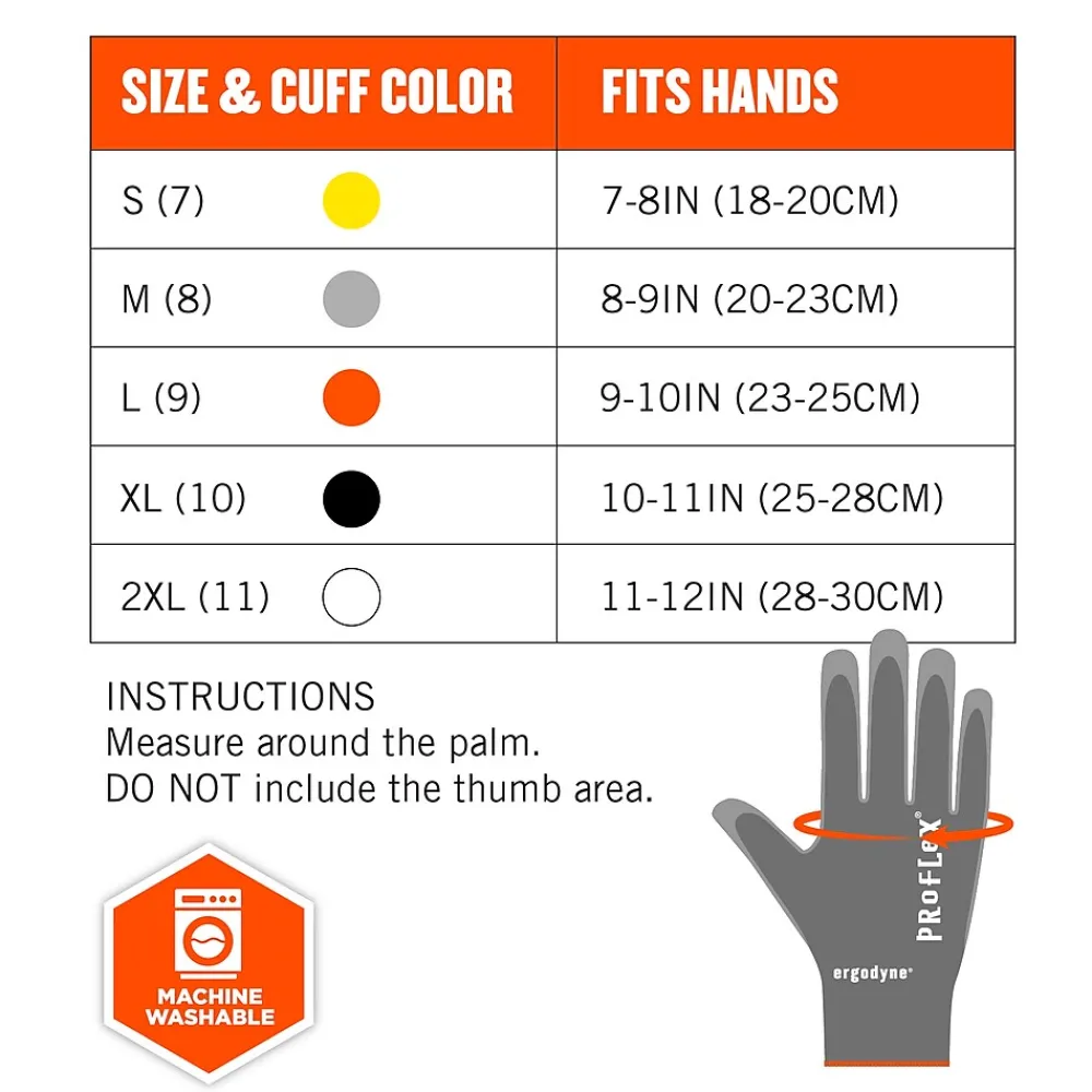 Ergodyne ProFlex 7044 PU Coated Cut-Resistant Gloves, ANSI A4, Gray, Large, 1 Pair (10494)