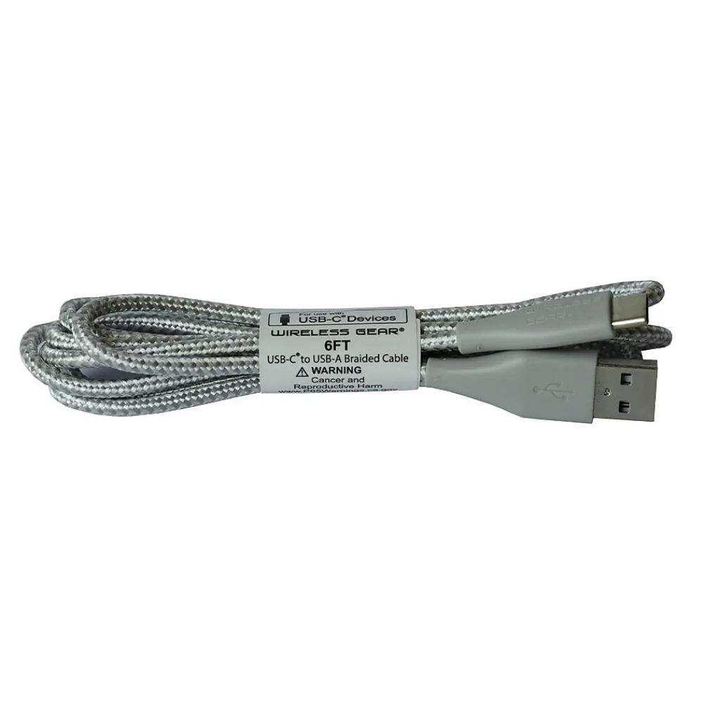 ESI Wireless Gear 6' USB-A to USB-C Cable, Male to Male, White/Gray (BL1779)