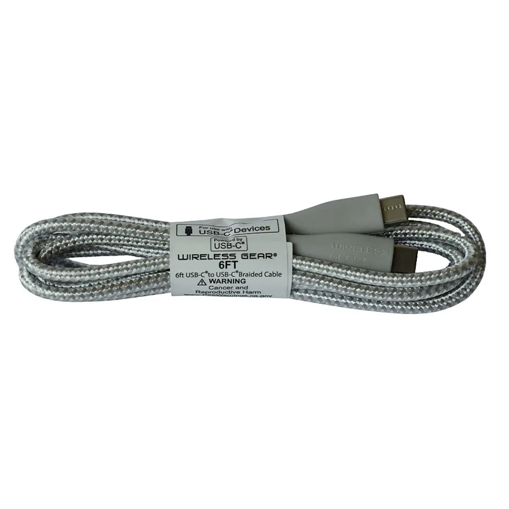 ESI Wireless Gear 6' USB-C Cable, Male to Male, White/Gray (BL1775)