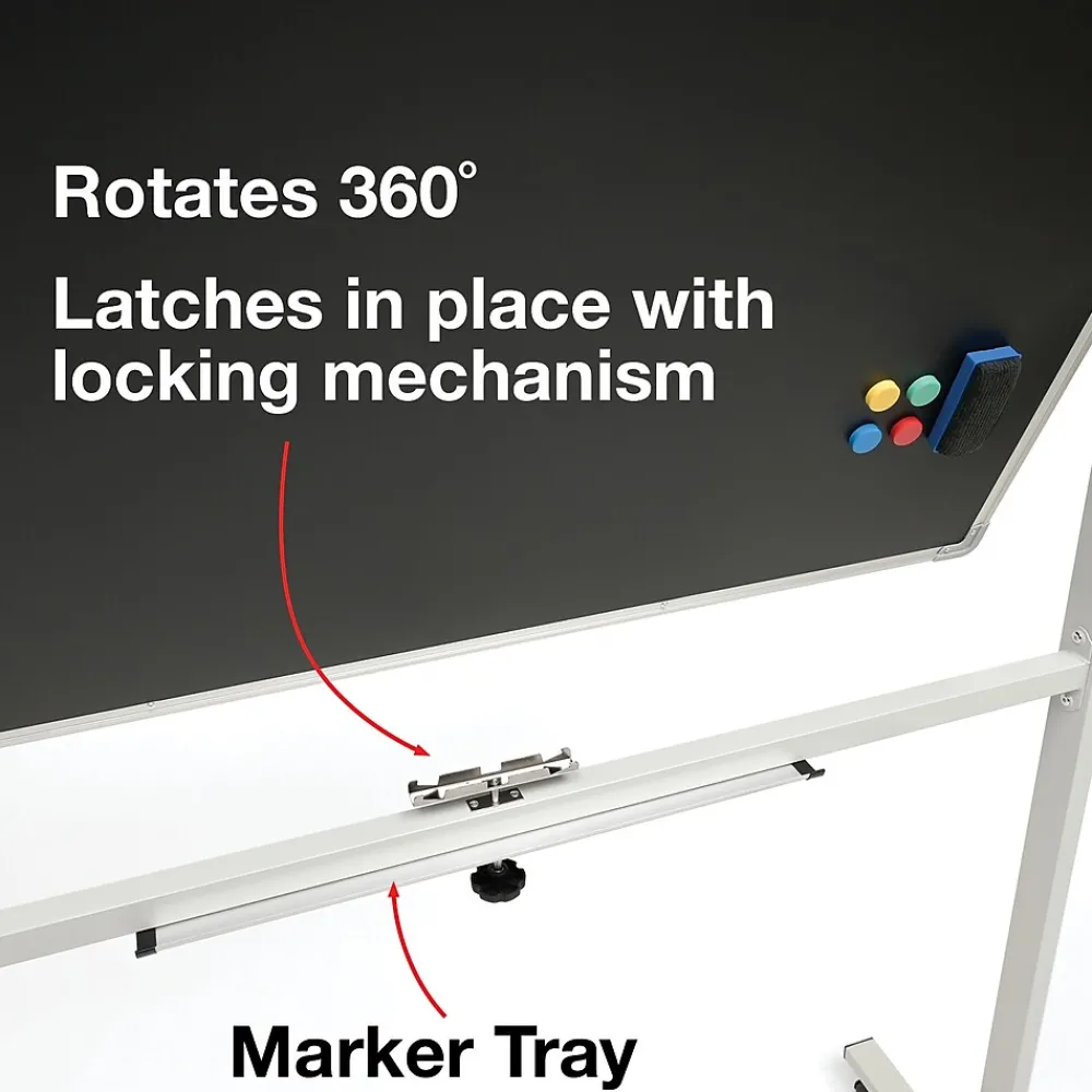 Dry Erase*Global Printed Products Excello Global Products Double Sided Magnetic Mobile Whiteboard Chalkboard Combo, White Frame, 48" x 32"
