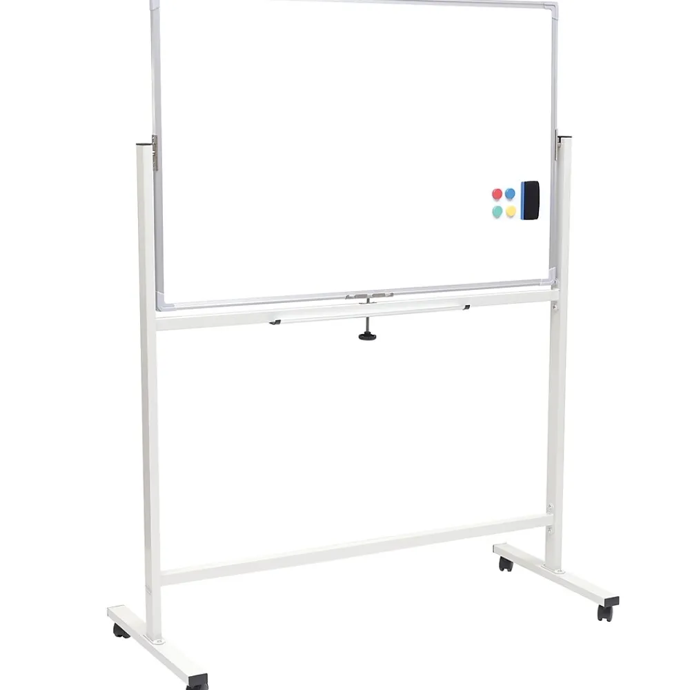 Dry Erase*Global Printed Products Excello Global Products Double Sided Magnetic Mobile Whiteboard Chalkboard Combo, White Frame, 48" x 32"