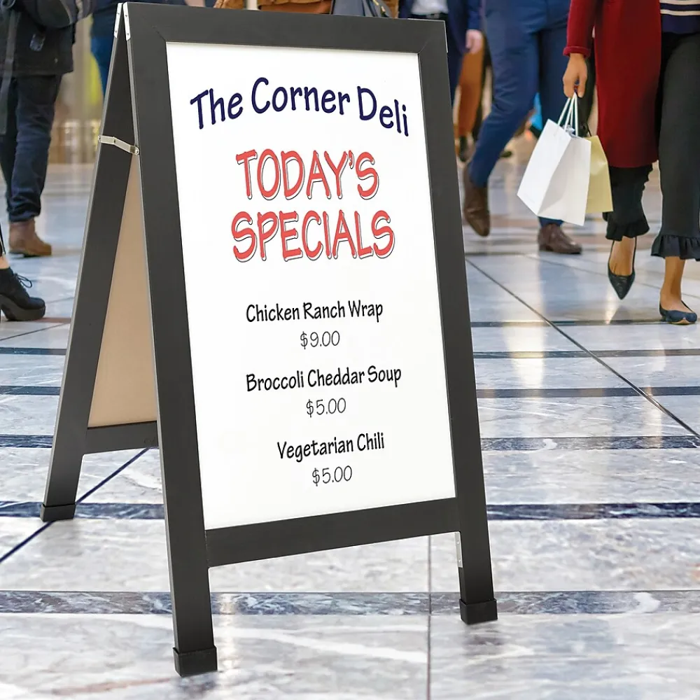 Dry Erase*Global Printed Products Excello Global Products Indestructible A-Frame Whiteboard, 40" x 22", Black (EGP-HD-0538-BK)