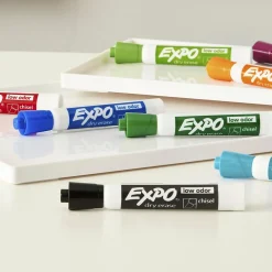 Markers|Expo Low Odor Tank Dry Erase Marker, Chisel Tip, , 12/Pack (80001) Black