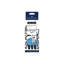 Markers|Faber-Castell PITT Artist Pen Calligraphy Marker, Chisel Tip, Black Ink, 3/Pack (800076)