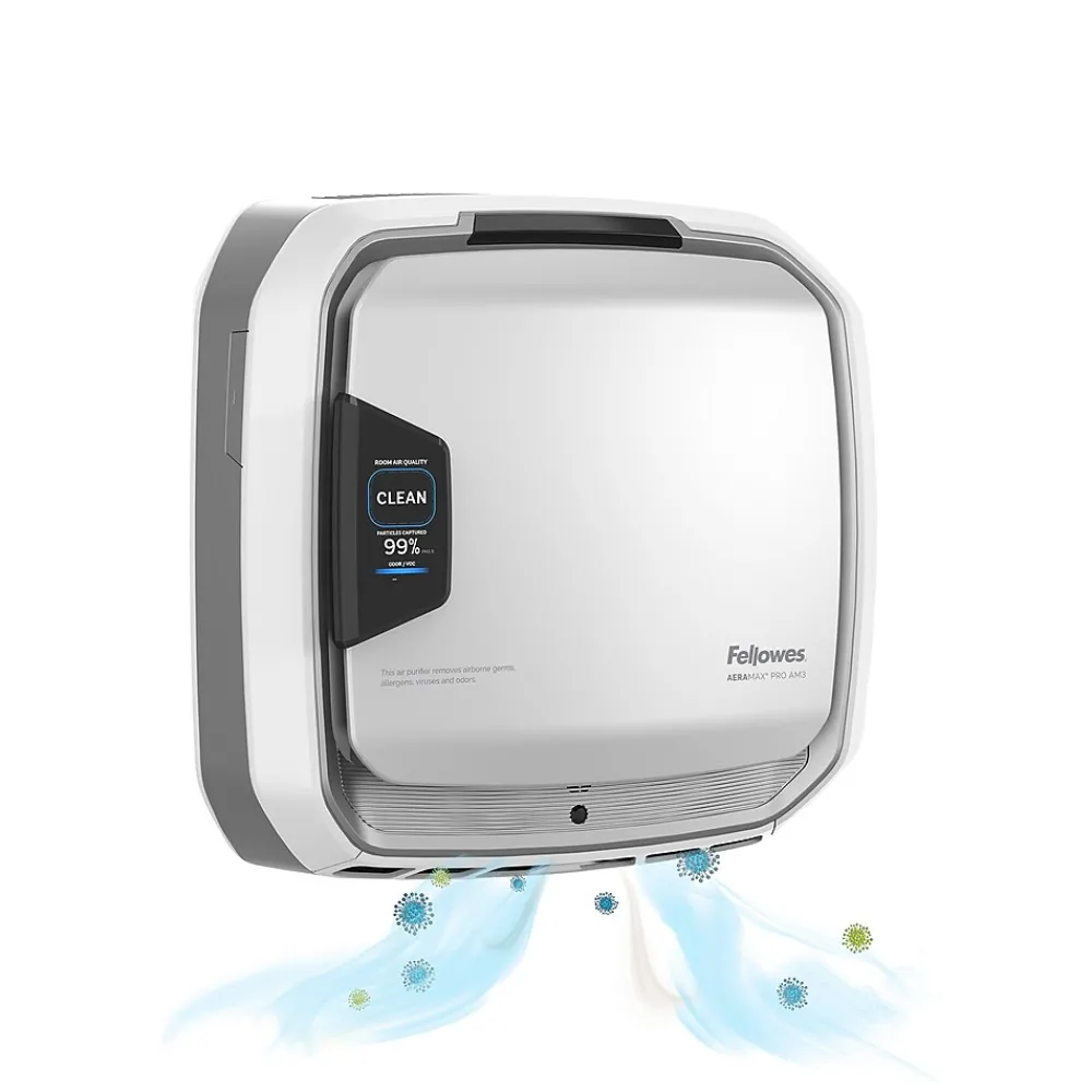 Fellowes AeraMax Pro AM3 PC H13 True HEPA Hardwired Wall Mounted Air Purifier, Stainless (9573001)