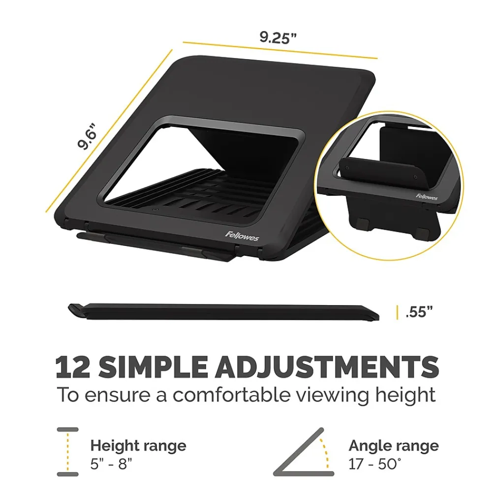 Breyta Collection 9.25" x 10.55" Adjustable Plastic Laptop Stands, (100098500)<Fellowes Outlet