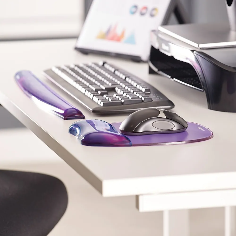 New Fellowes Crystals Gel Wrist Rest, Non-Skid Base, (91437) Purple