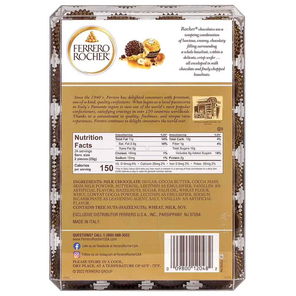 Ferrero Rocher Diamond Box Hazelnut Milk Chocolate Pieces, 48/Box (241-00015)