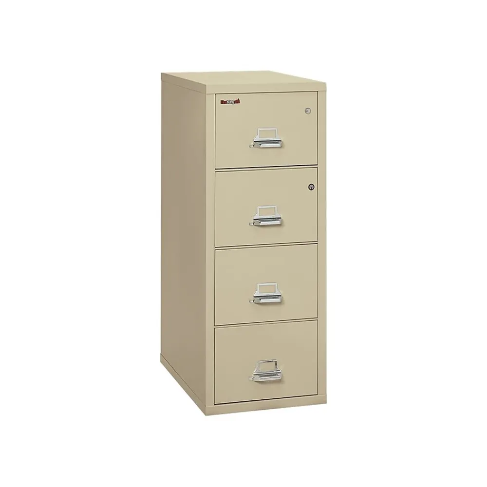 File Cabinets*FireKing Safe-in-a-File 4 File Drawer Vertical File Cabinet, Fire Resistant, Beige, Legal, 31.56"D (4-2131-CPASF)