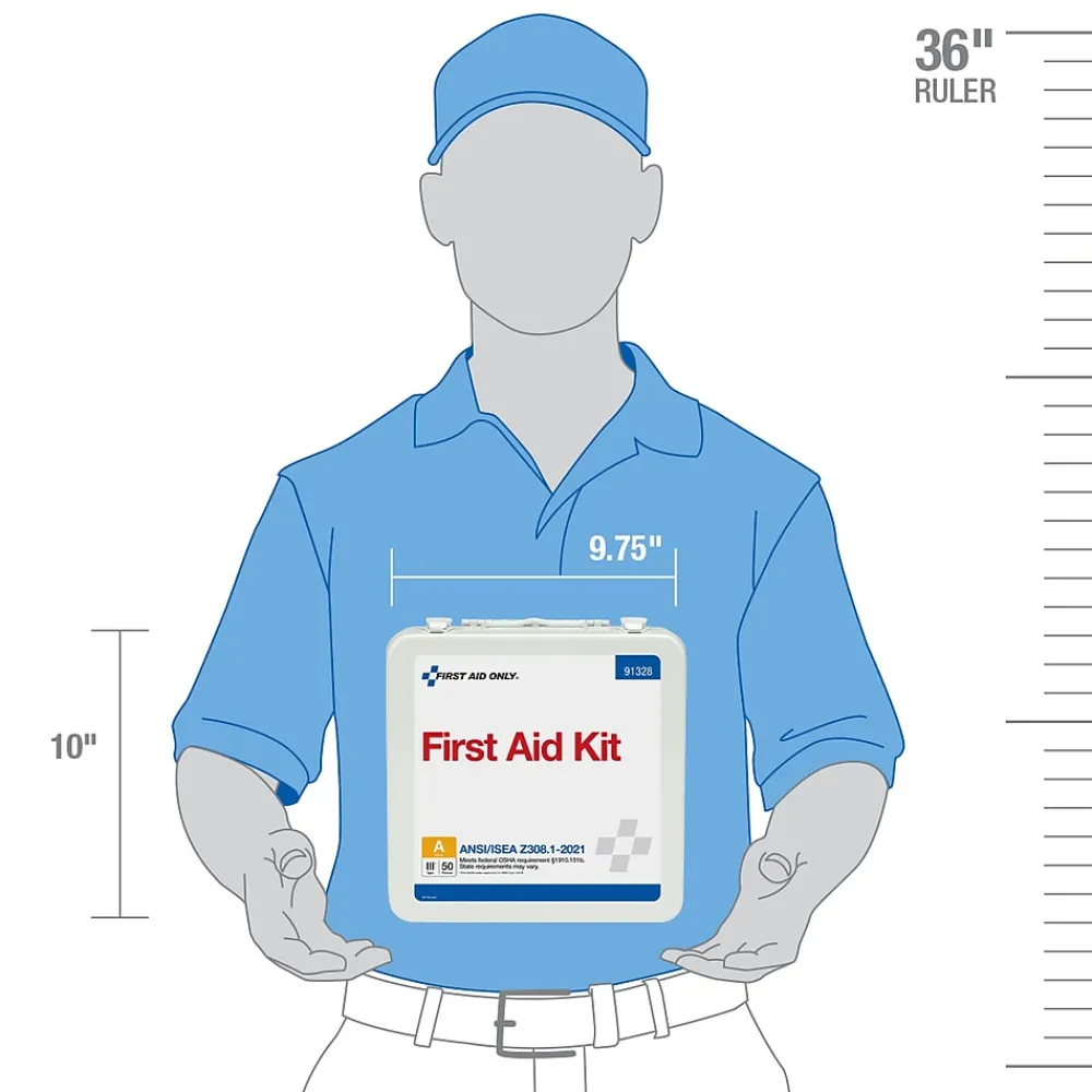 First Aid Only Metal First Aid Kit, ANSI 2021 Class A, 50 People, 184 Pieces (91328)