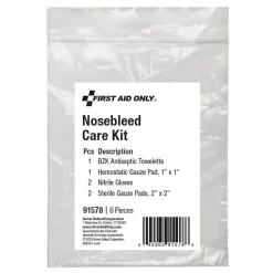 First Aid Only Nosebleed Care Kit,6 Pieces, 25 Packs/Carton (91578)