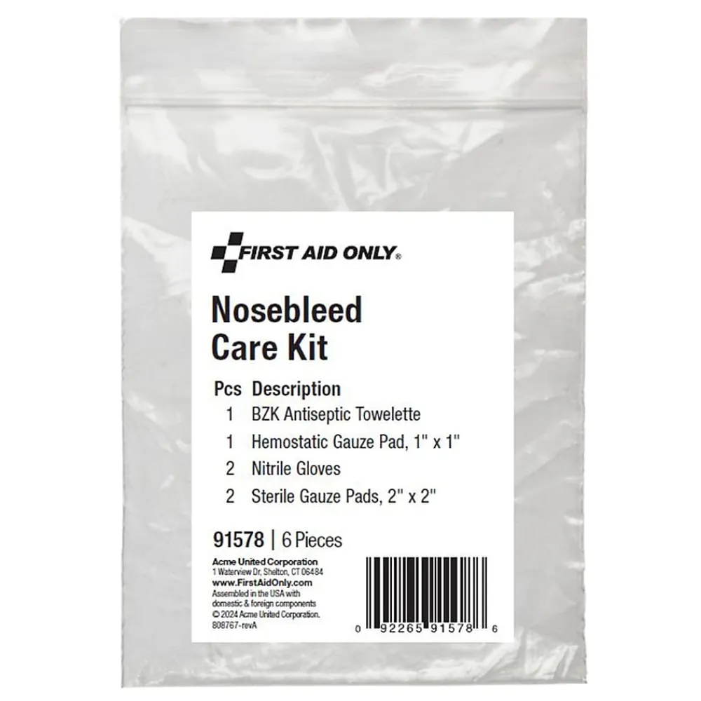 First Aid Only Nosebleed Care Kit,6 Pieces, 25 Packs/Carton (91578)
