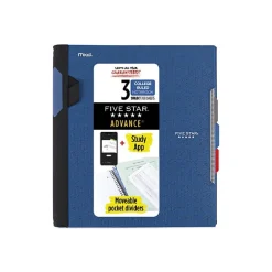 Subject Notebooks|Five Star Advance 3-Subject Notebooks, 8.5" x 11", College Ruled, 150 Sheets, Assorted Colors (06324)