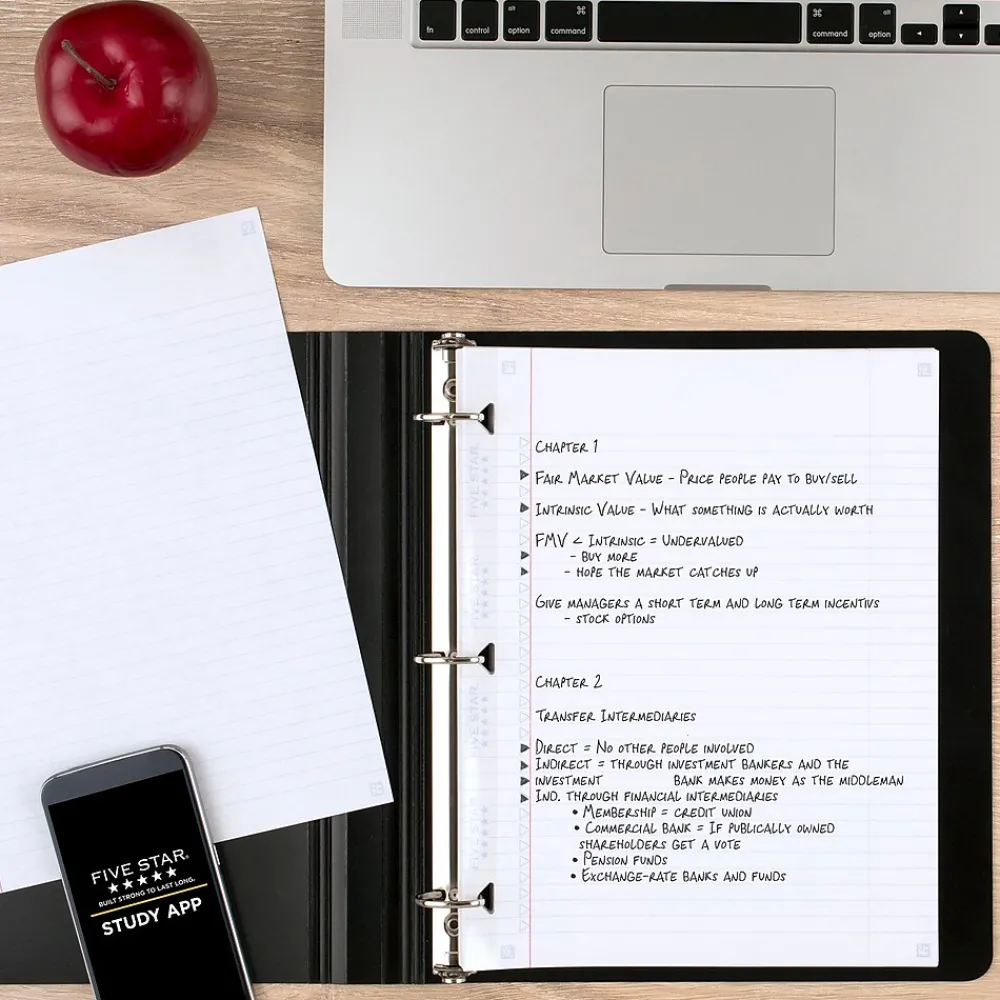 Filler Paper|Five Star Reinforced College Ruled Filler Paper, 8.5" x 11", 3-Hole Punched, 80 Sheets/Pack (170102/170035)