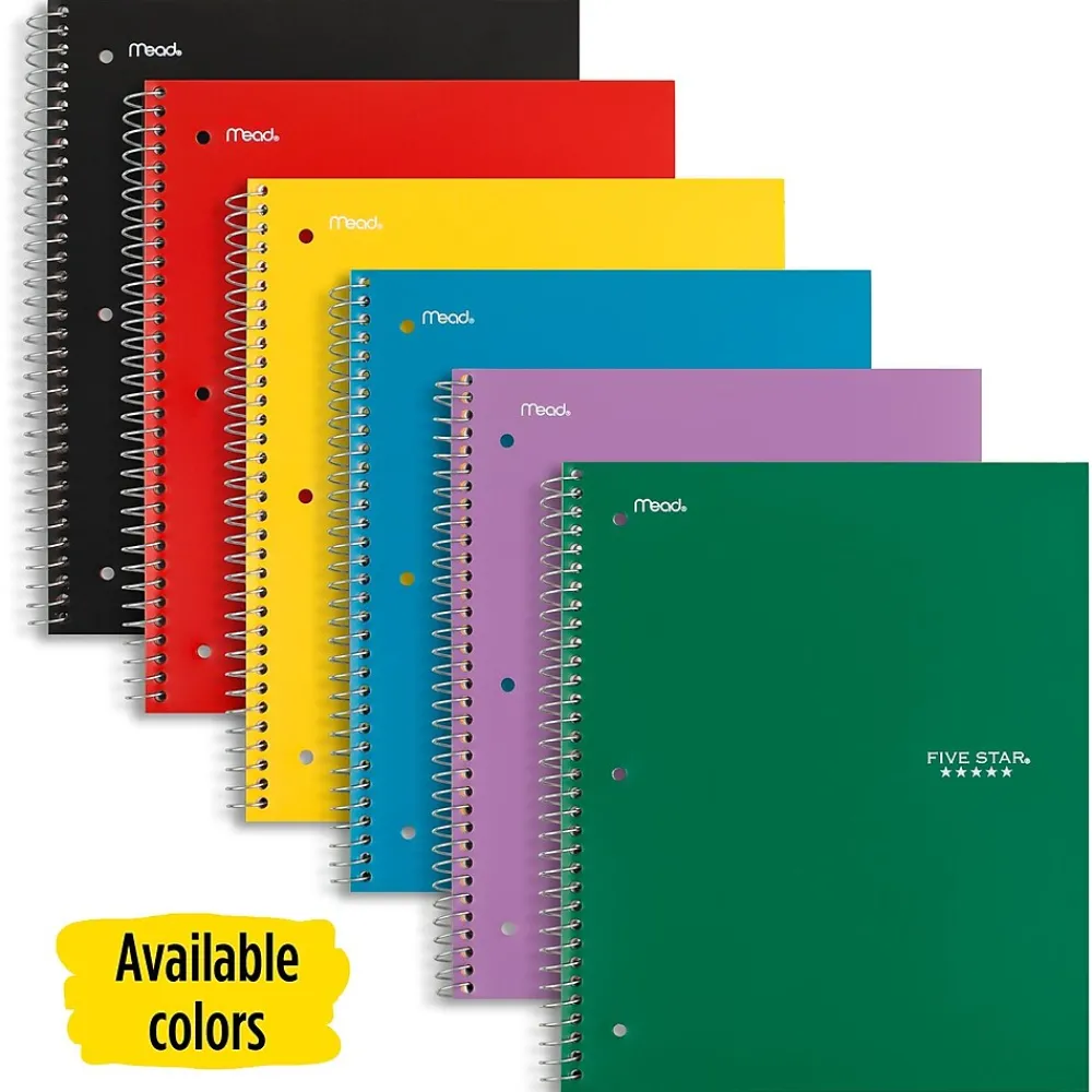 Subject Notebooks|Five Star 3-Subject Notebooks, 8" x 10.5", Wide Ruled, 150 Sheets, Each (51014)