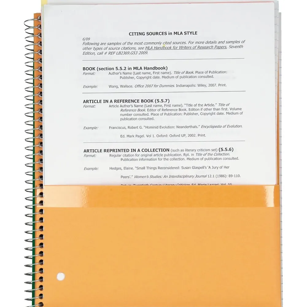 Subject Notebooks|Five Star ® Wirebound Notebook, 1-Subject Notebook, 8.5" x 11", College Ruled, 100 Sheets, (72055) Green