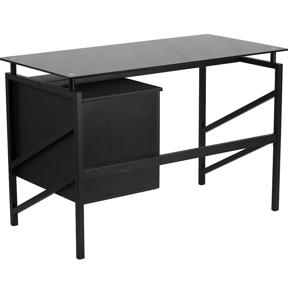 Computer Desks*Flash Furniture 46" Glass Glass Computer Desks Black (NANWK036)