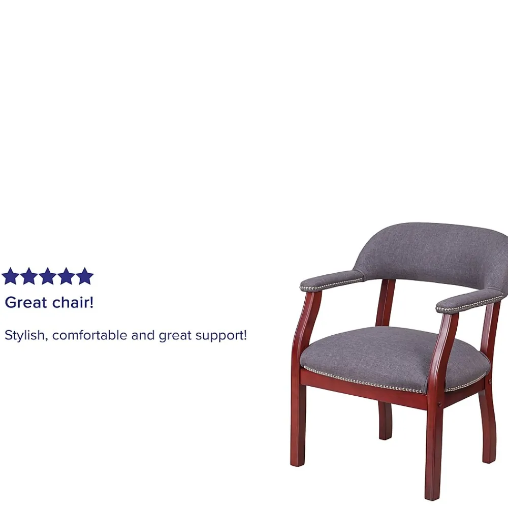 Office Chairs*Flash Furniture Fabric Luxurious Conference Chair with Silver Trim Nails, Gray (BZ105GY)