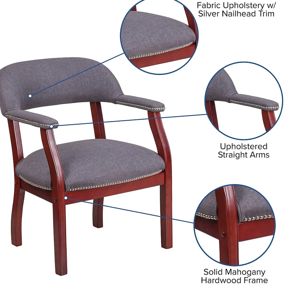 Office Chairs*Flash Furniture Fabric Luxurious Conference Chair with Silver Trim Nails, Gray (BZ105GY)