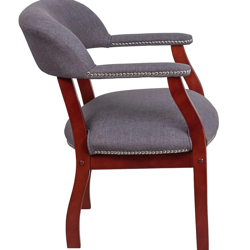 Office Chairs*Flash Furniture Fabric Luxurious Conference Chair with Silver Trim Nails, Gray (BZ105GY)