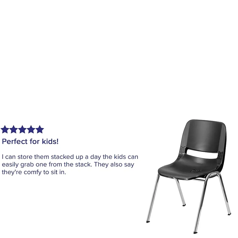 Folding & Stacking*Flash Furniture HERCULES Series Plastic Shell Stack Chair, Black/Chrome (RUT18BKCHR)