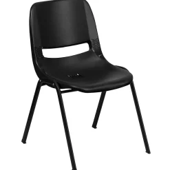Folding & Stacking*Flash Furniture Hercules Shell Ergonomic Stack Chair With Black Frame and 14" Seat, Black, 15/Pack