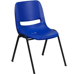 Folding & Stacking*Flash Furniture Hercules Shell Ergonomic Stack Chair With Black Frame and 14" Seat, Navy, 15/Pack