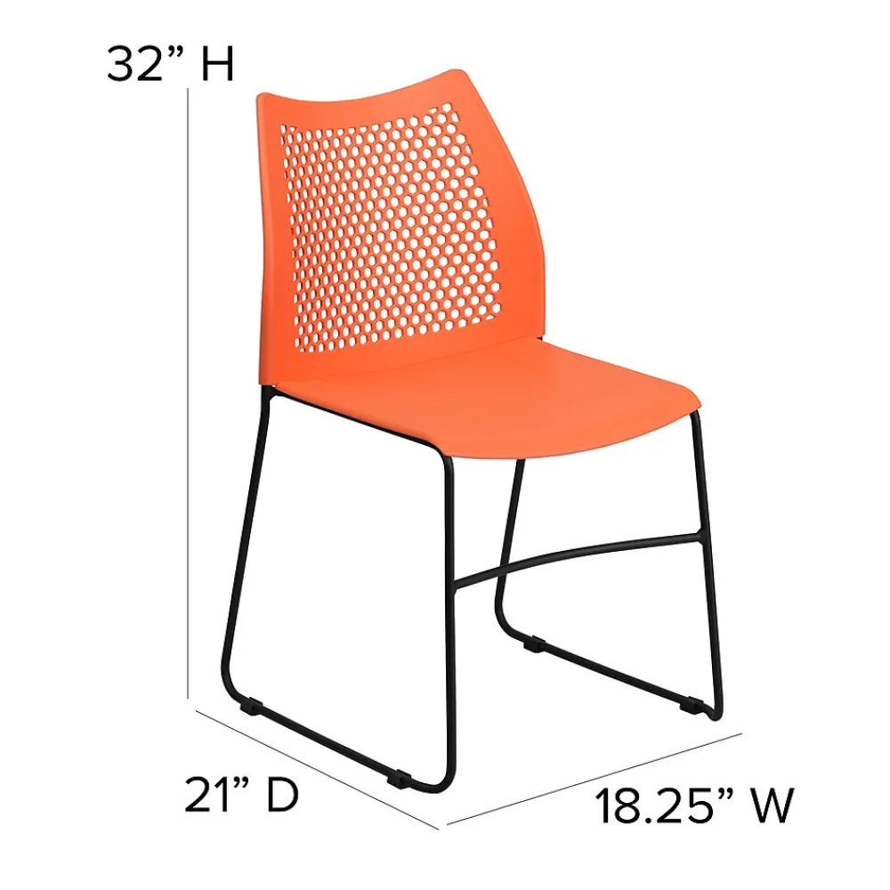 Folding & Stacking*Flash Furniture HERCULES Series Plastic Stack Chair with Air-Vent Back and Sled Base, Orange/Black (RUT498AOR)