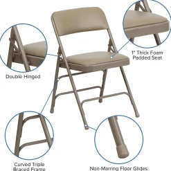 Folding & Stacking*Flash Furniture HERCULES Series Vinyl Banquet/Reception Chair, Beige, 2/Pack (2HAMC309AVBGE)